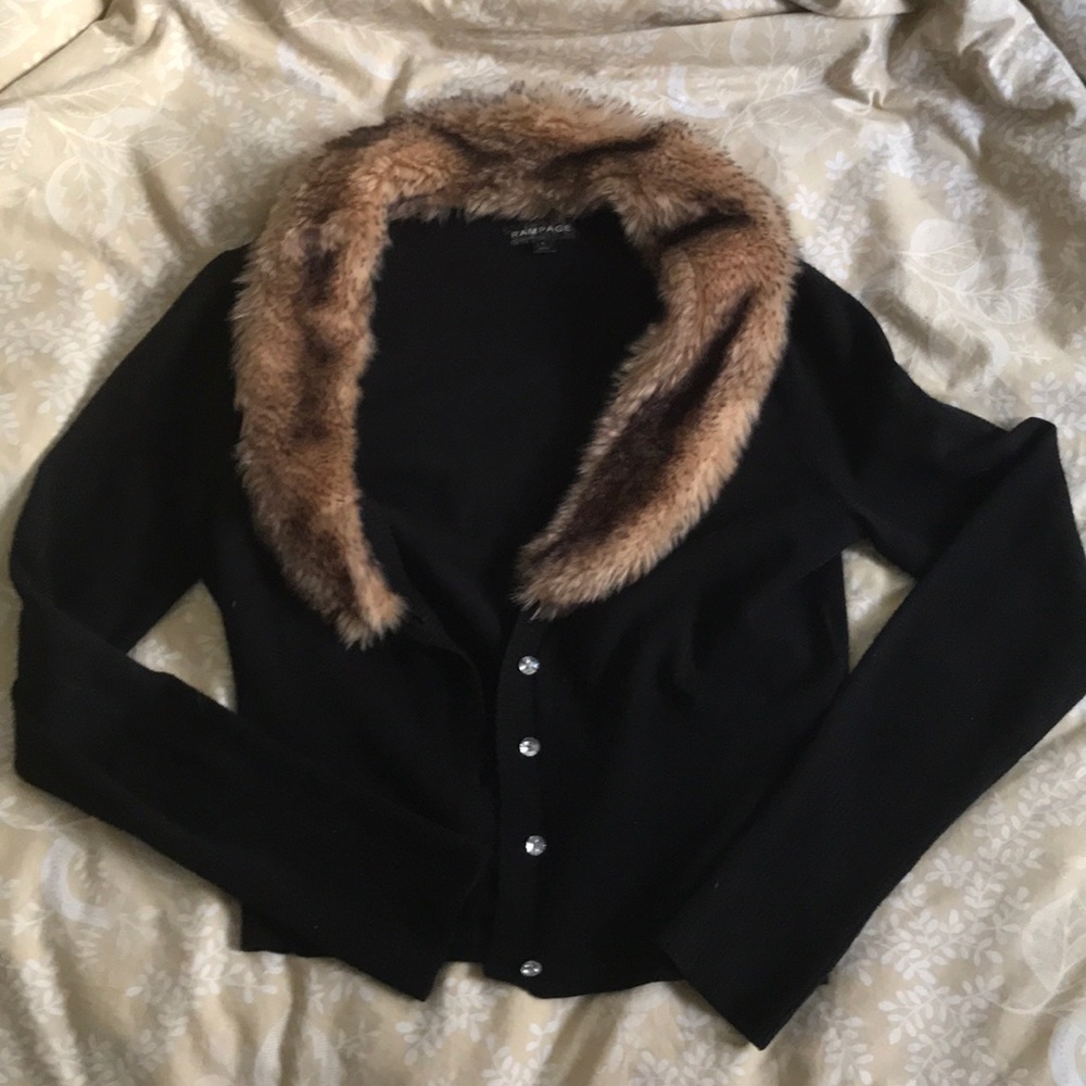 Black Cardigan w/ faux fur